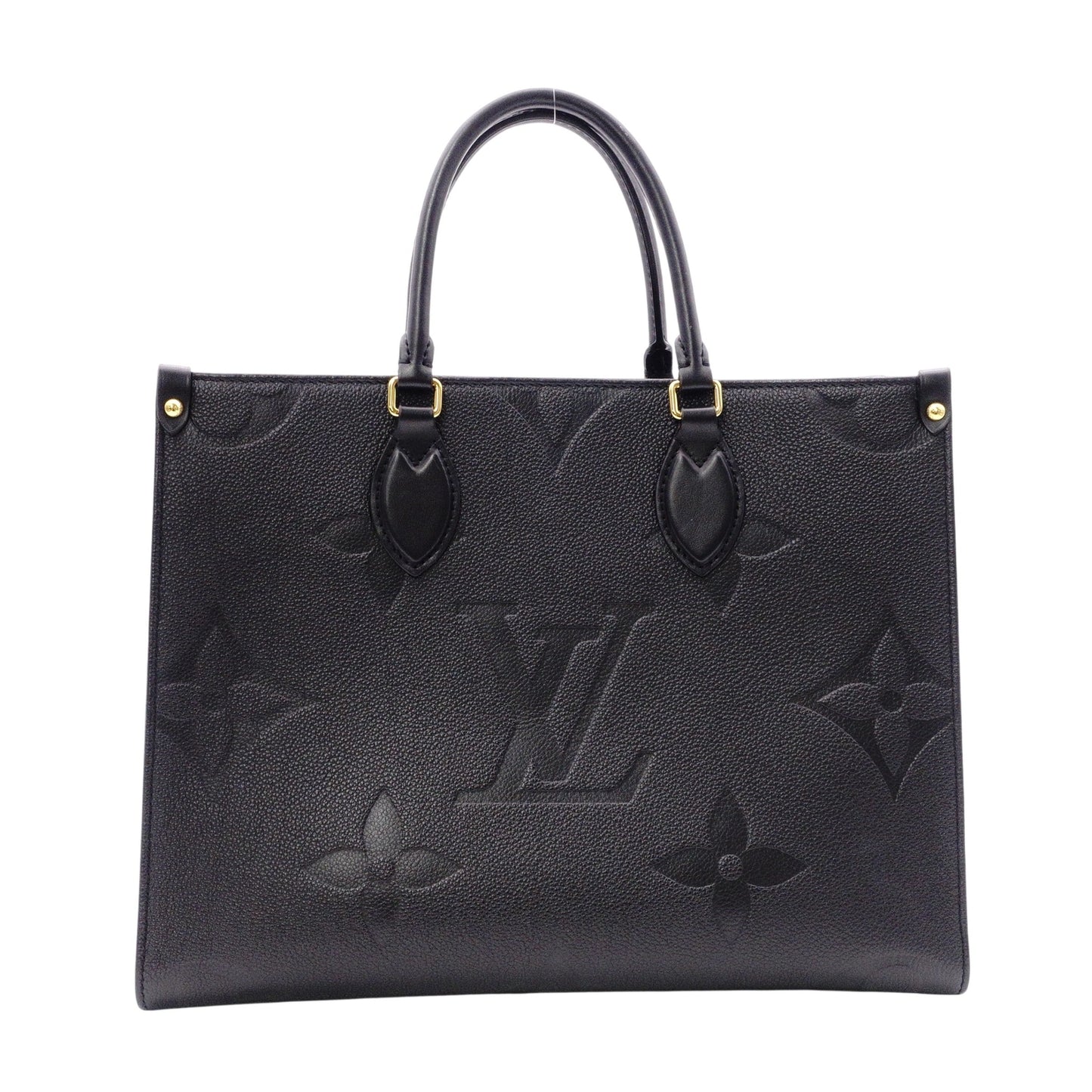LOUIS VUITTON On the Go MM OTG Monogram Implant Handbag, Leather, Black, 2-Way