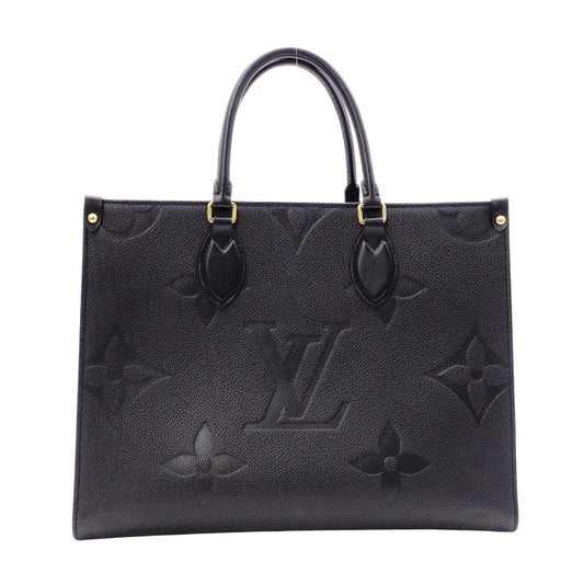 LOUIS VUITTON On the Go MM OTG Monogram Implant Handbag, Leather, Black, 2-Way