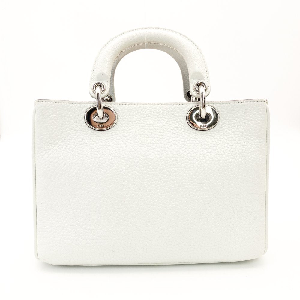 Christian Dior Handbag Lady Dior White Leather White 2-Way Silver Hardware R801492
