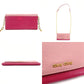 MIU MIU Chain Wallet Leather Pink Logo Shoulder Bag Gold Hardware 7-9-624