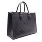 LOUIS VUITTON On the Go MM OTG Monogram Implant Handbag, Leather, Black, 2-Way