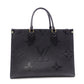 LOUIS VUITTON On the Go MM OTG Monogram Implant Handbag, Leather, Black, 2-Way