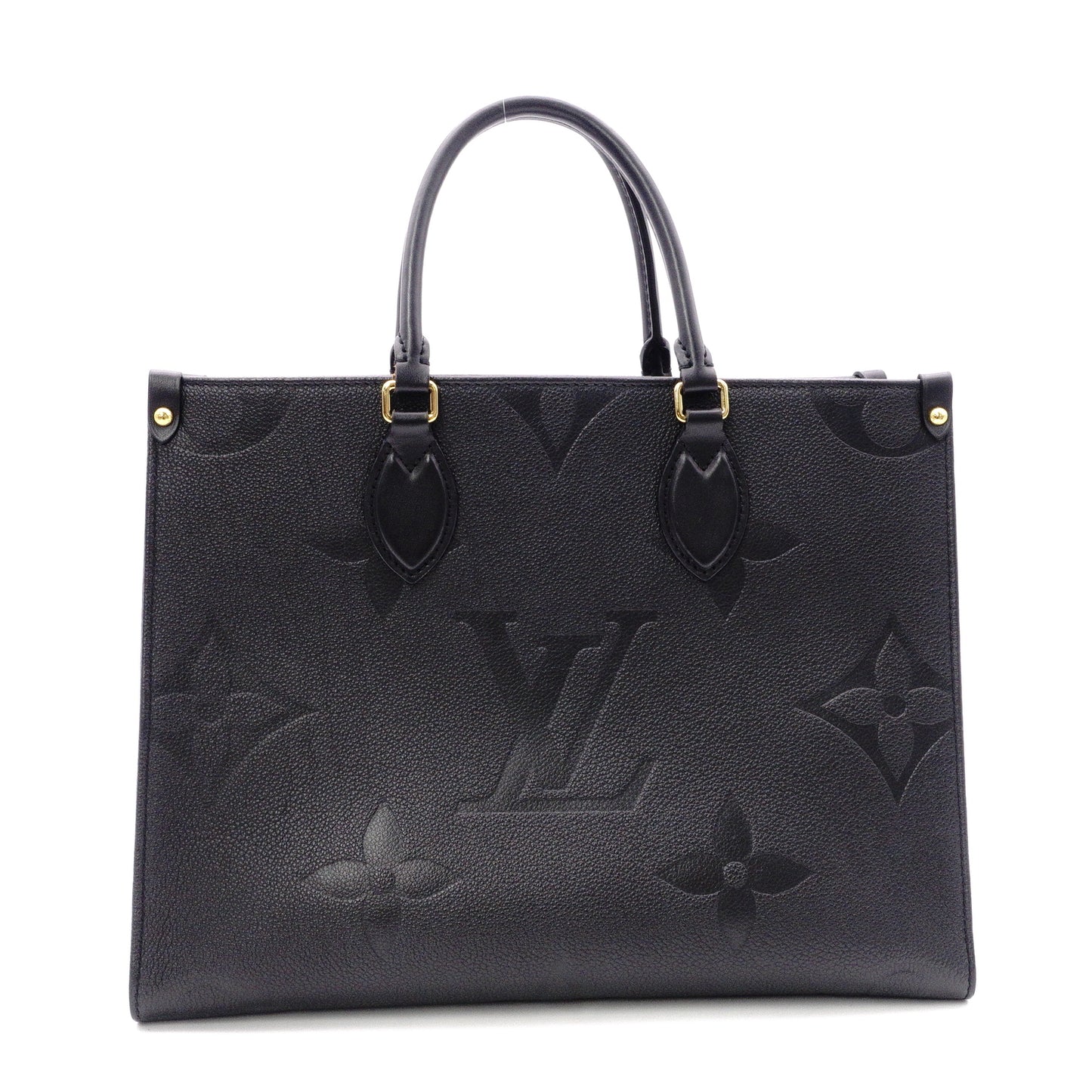 LOUIS VUITTON On the Go MM OTG Monogram Implant Handbag, Leather, Black, 2-Way