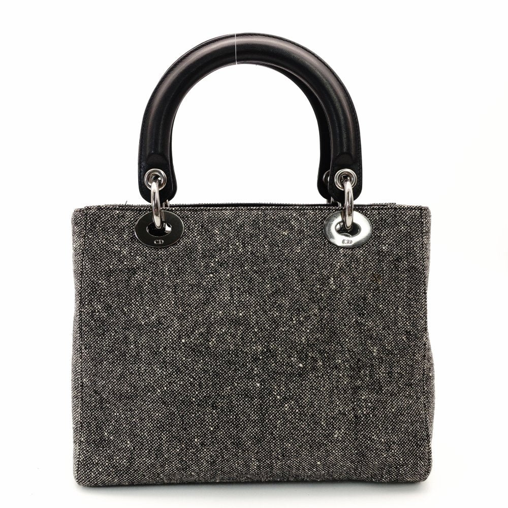 Christian Dior Lady Dior Handbag Gray × Black Tweed R801622