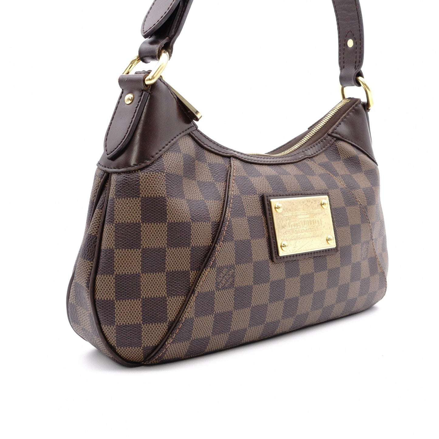 LOUIS VUITTON Thames PM Damier Shoulder Bag / PVC / Leather / Brown / Single-strap