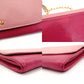 MIU MIU Chain Wallet Leather Pink Logo Shoulder Bag Gold Hardware 7-9-624