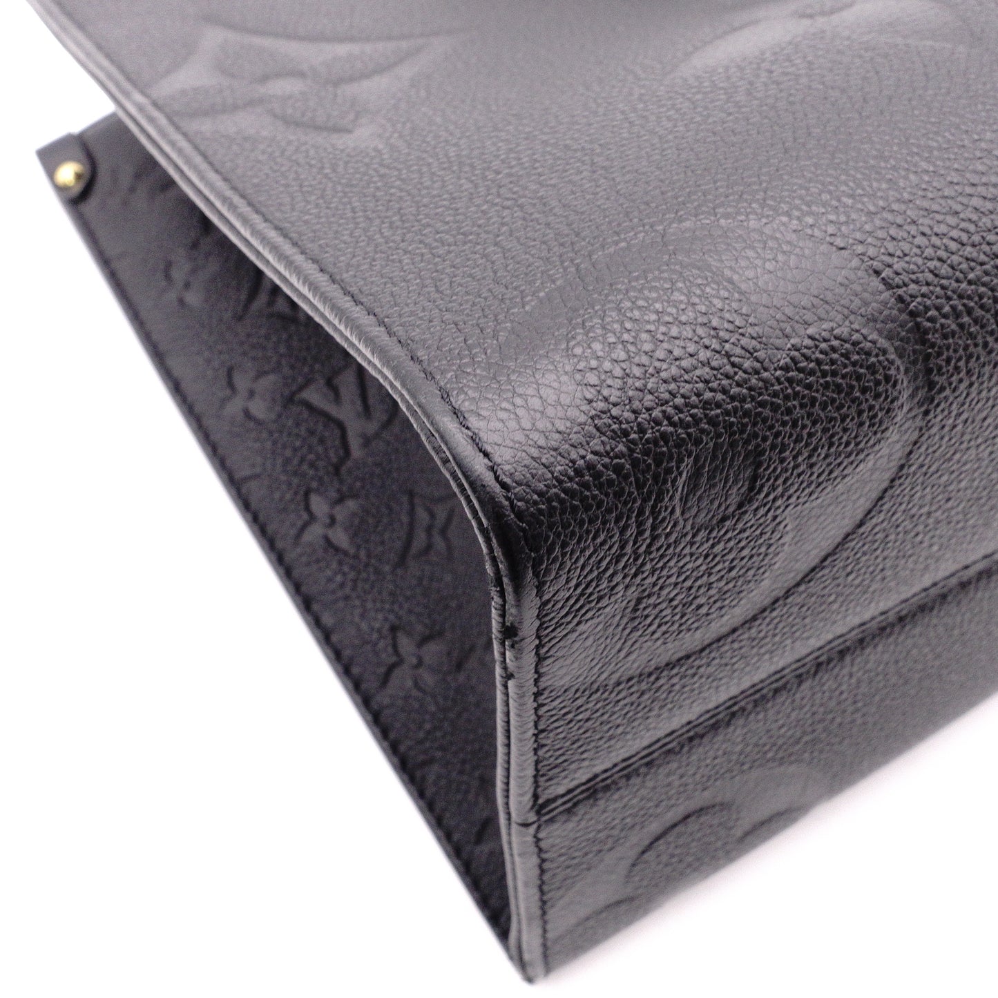 LOUIS VUITTON On the Go MM OTG Monogram Implant Handbag, Leather, Black, 2-Way