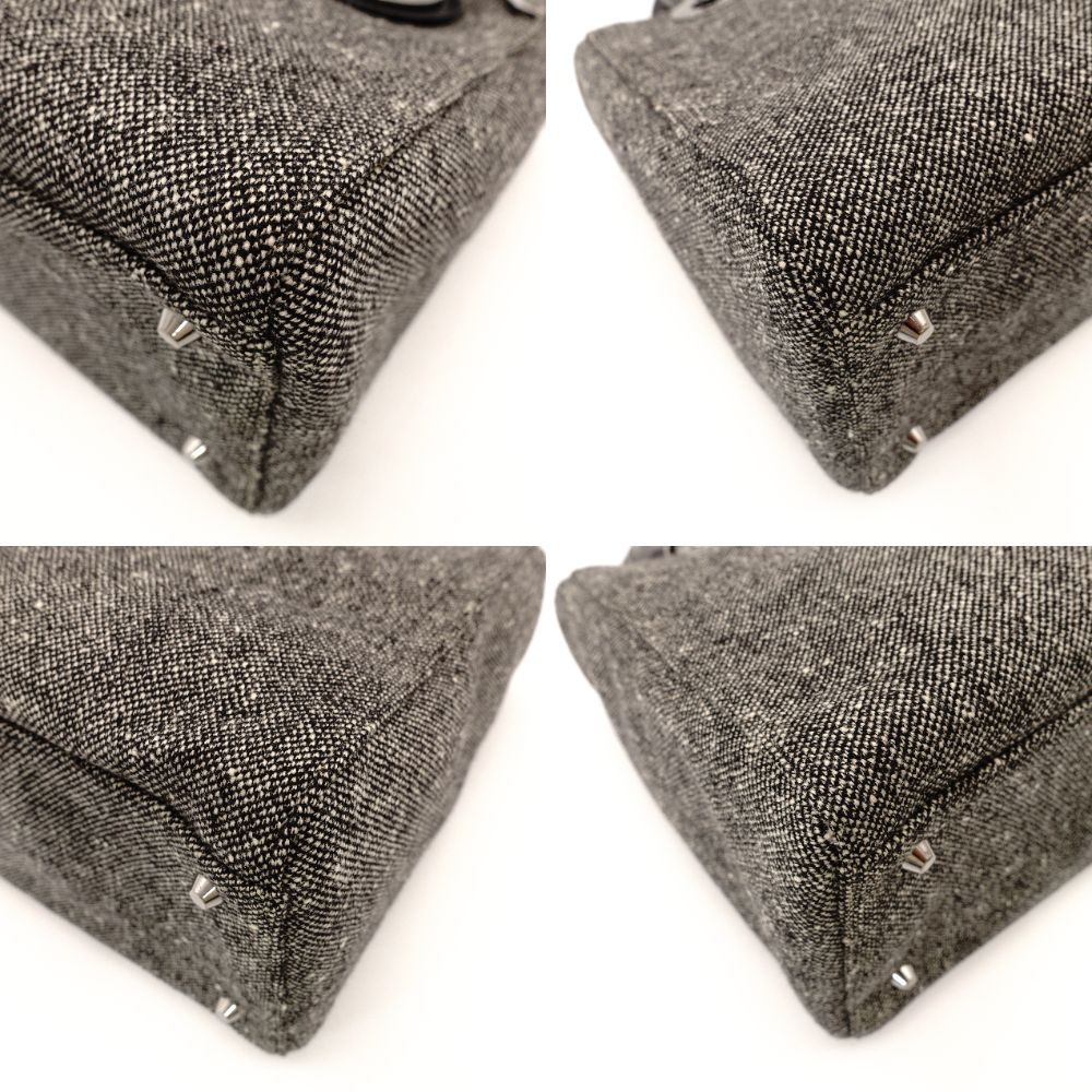 Christian Dior Lady Dior Handbag Gray × Black Tweed R801622