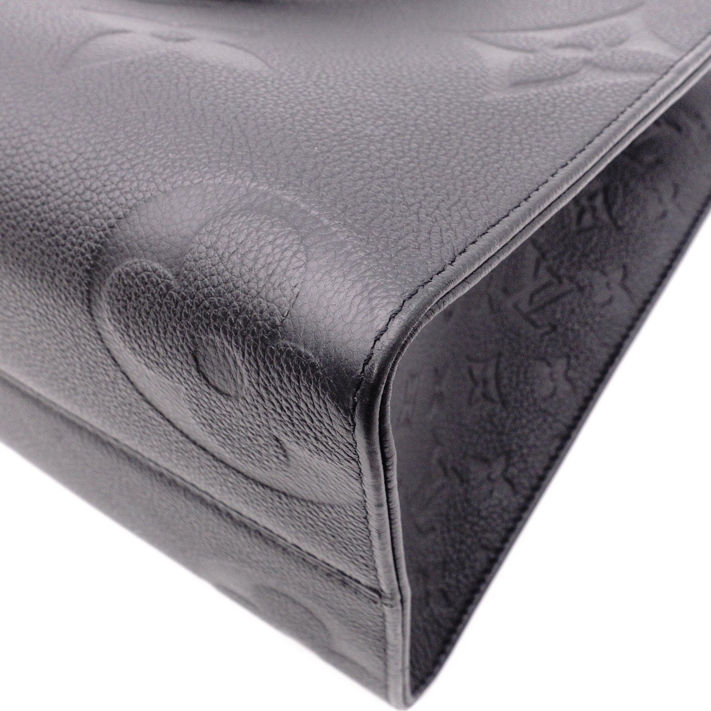 LOUIS VUITTON On the Go MM OTG Monogram Implant Handbag, Leather, Black, 2-Way