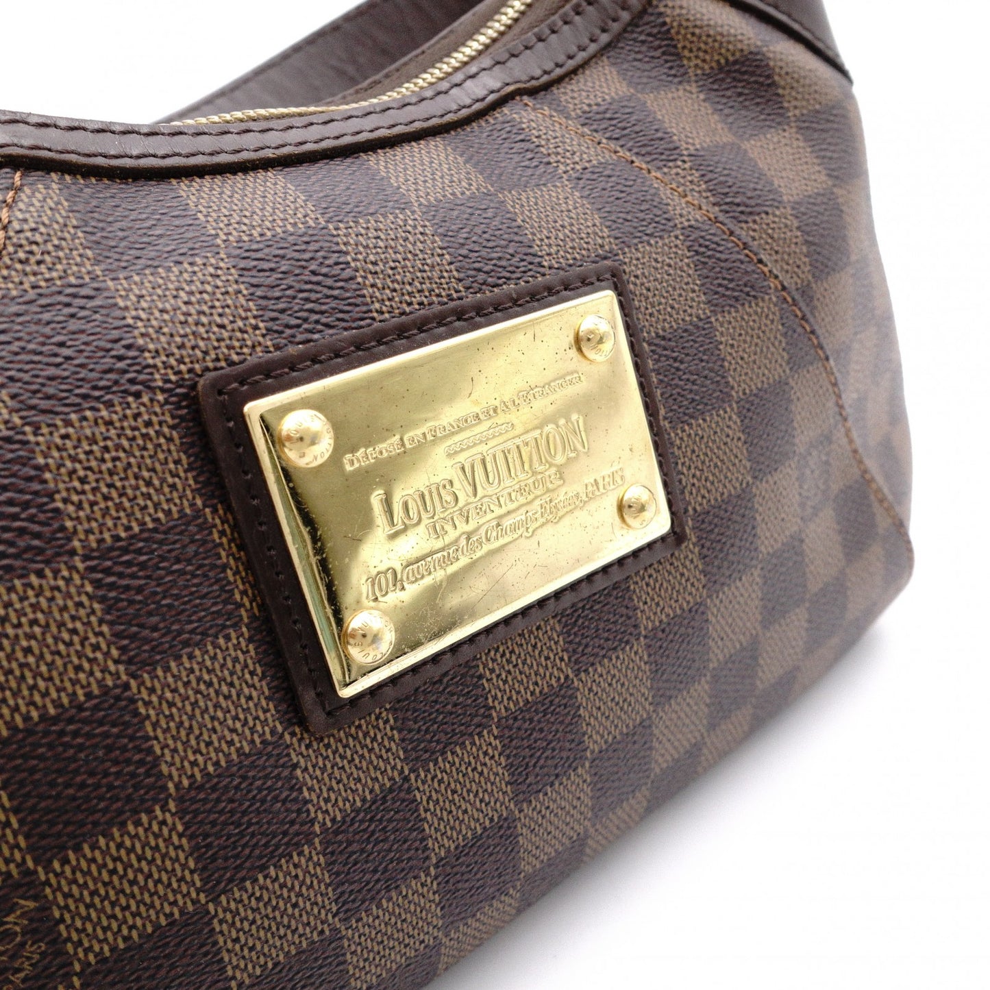 LOUIS VUITTON Thames PM Damier Shoulder Bag / PVC / Leather / Brown / Single-strap