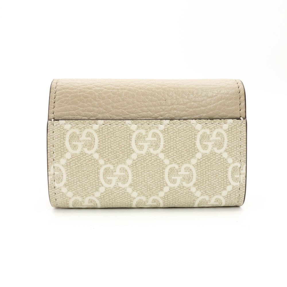 Unused Item GUCCI Key Case GG Marmont Beige Leather PVC 6-Key GG Logo With Box R801830