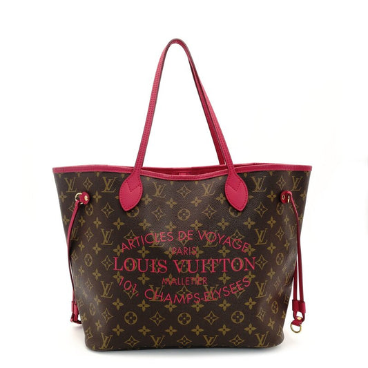 LOUIS VUITTON Neverfull MM Ikat Flower Tote Bag Brown × Pink PVC Leather 7-9-156