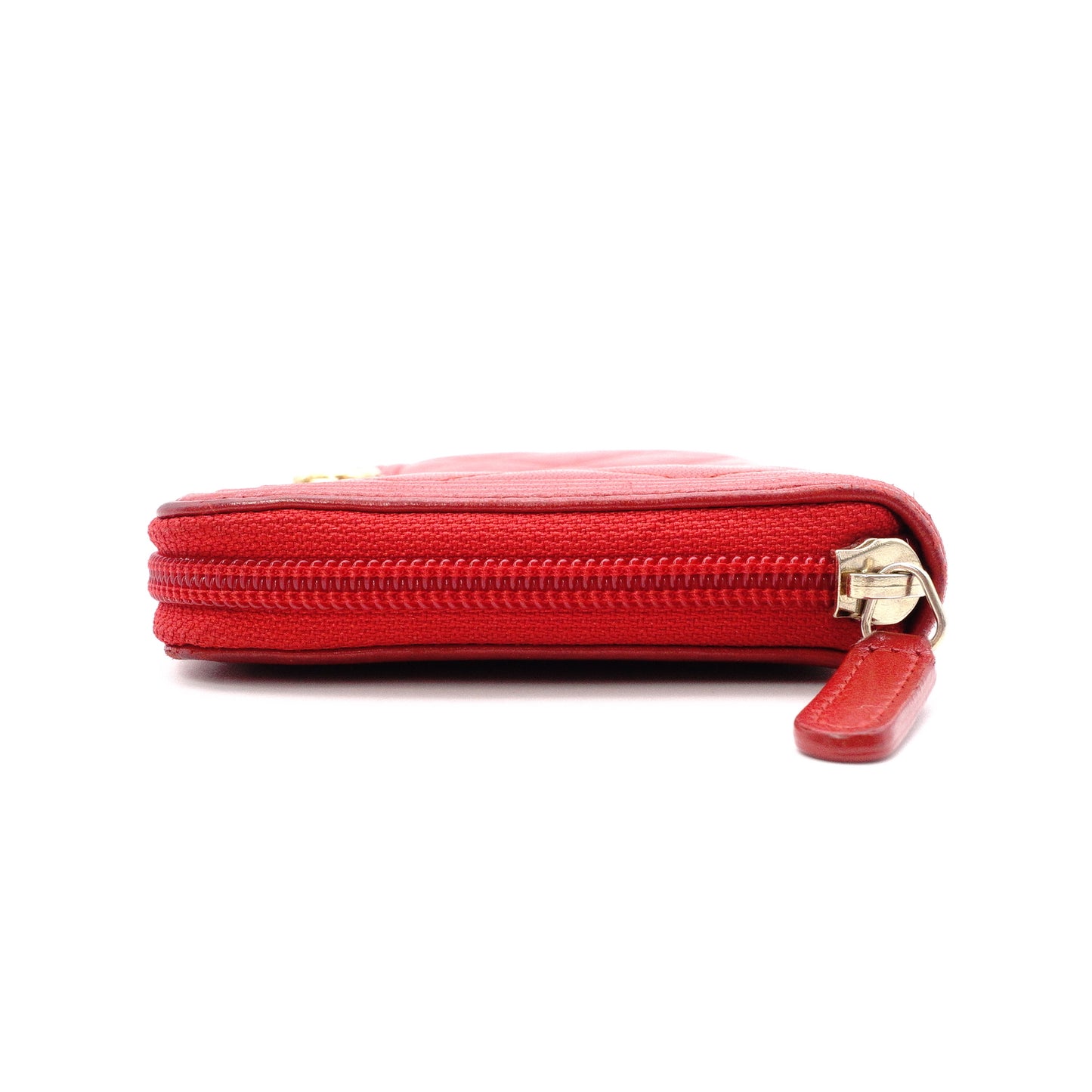 CHANEL Lambskin Boy Chanel Long Wallet, Leather, Red, Gold Hardware