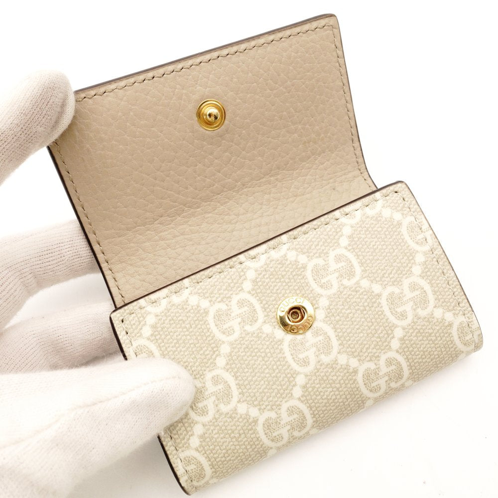 Unused Item GUCCI Key Case GG Marmont Beige Leather PVC 6-Key GG Logo With Box R801830