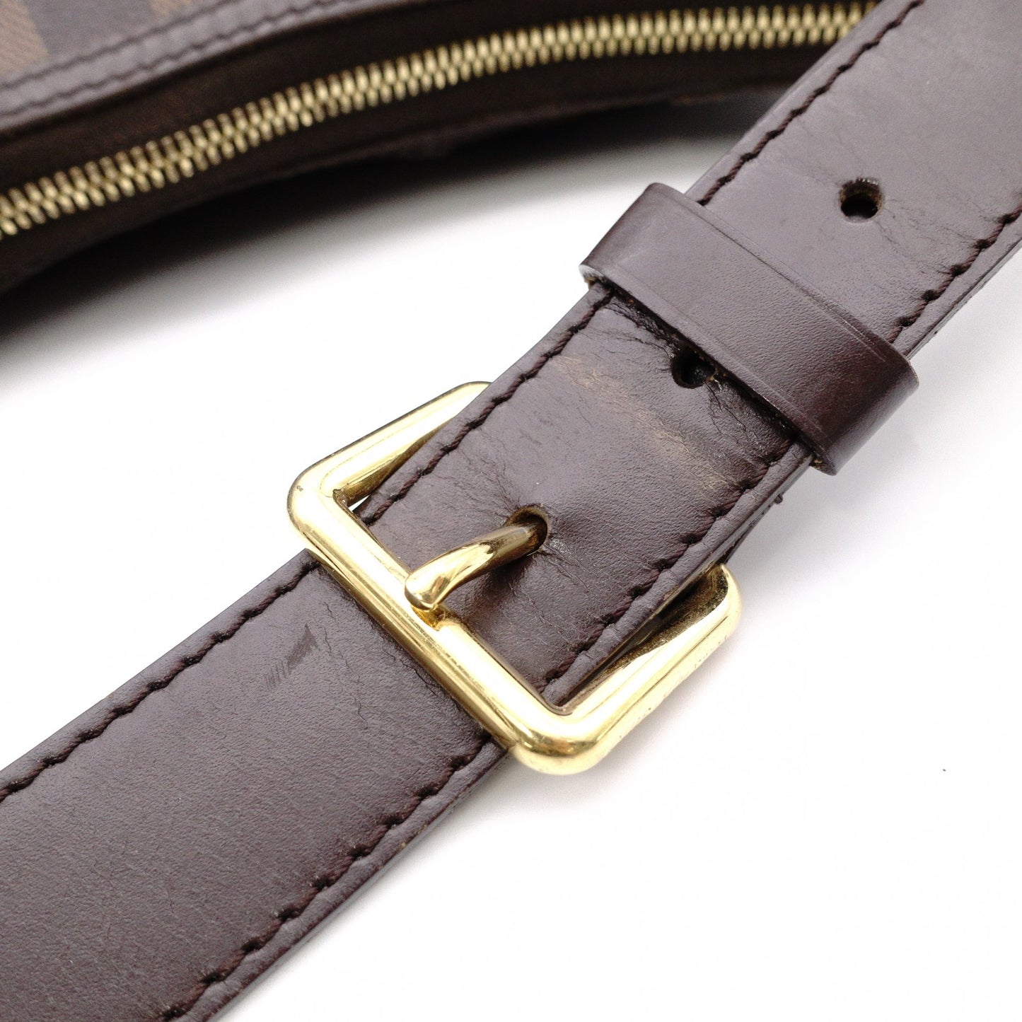 LOUIS VUITTON Thames PM Damier Shoulder Bag / PVC / Leather / Brown / Single-strap