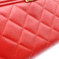 CHANEL Lambskin Boy Chanel Long Wallet, Leather, Red, Gold Hardware