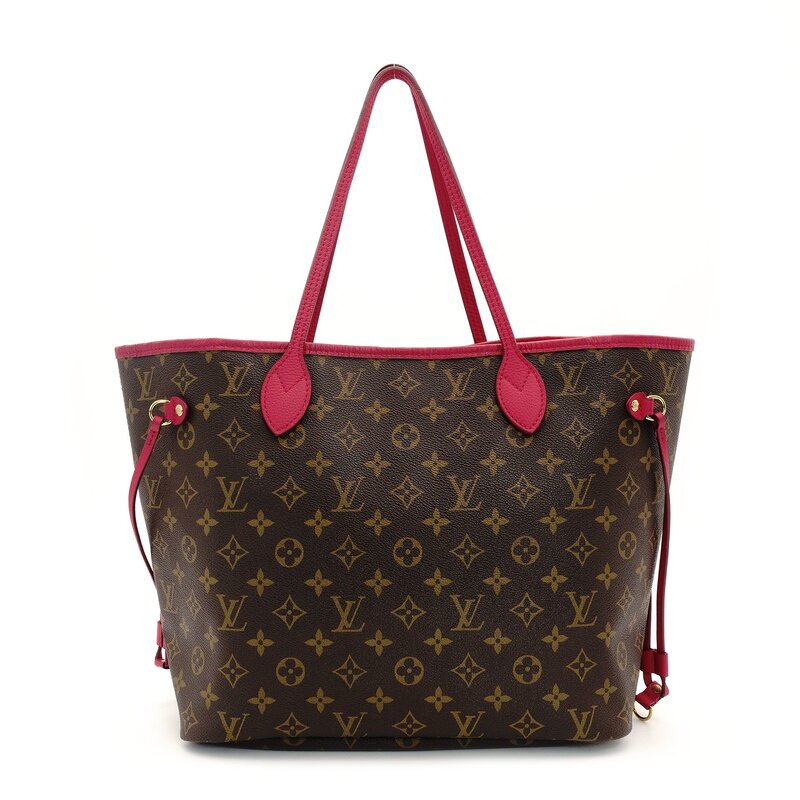 LOUIS VUITTON Neverfull MM Ikat Flower Tote Bag Brown × Pink PVC Leather 7-9-156