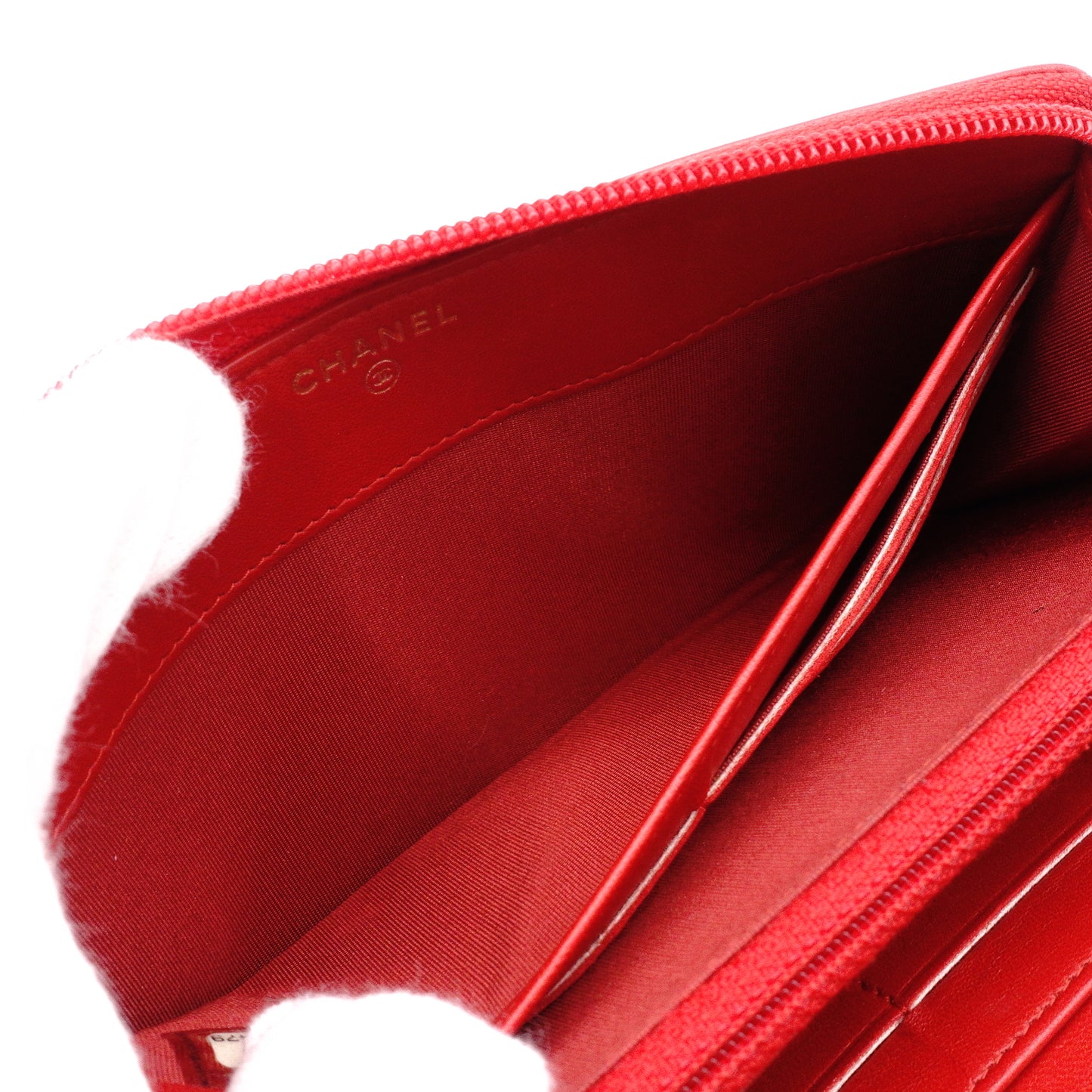 CHANEL Lambskin Boy Chanel Long Wallet, Leather, Red, Gold Hardware