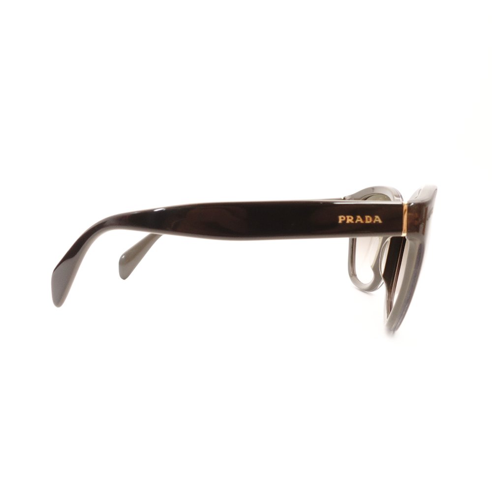 PRADA Sunglasses Brown Logo Gray-Tone Gold Hardware with Case R801015