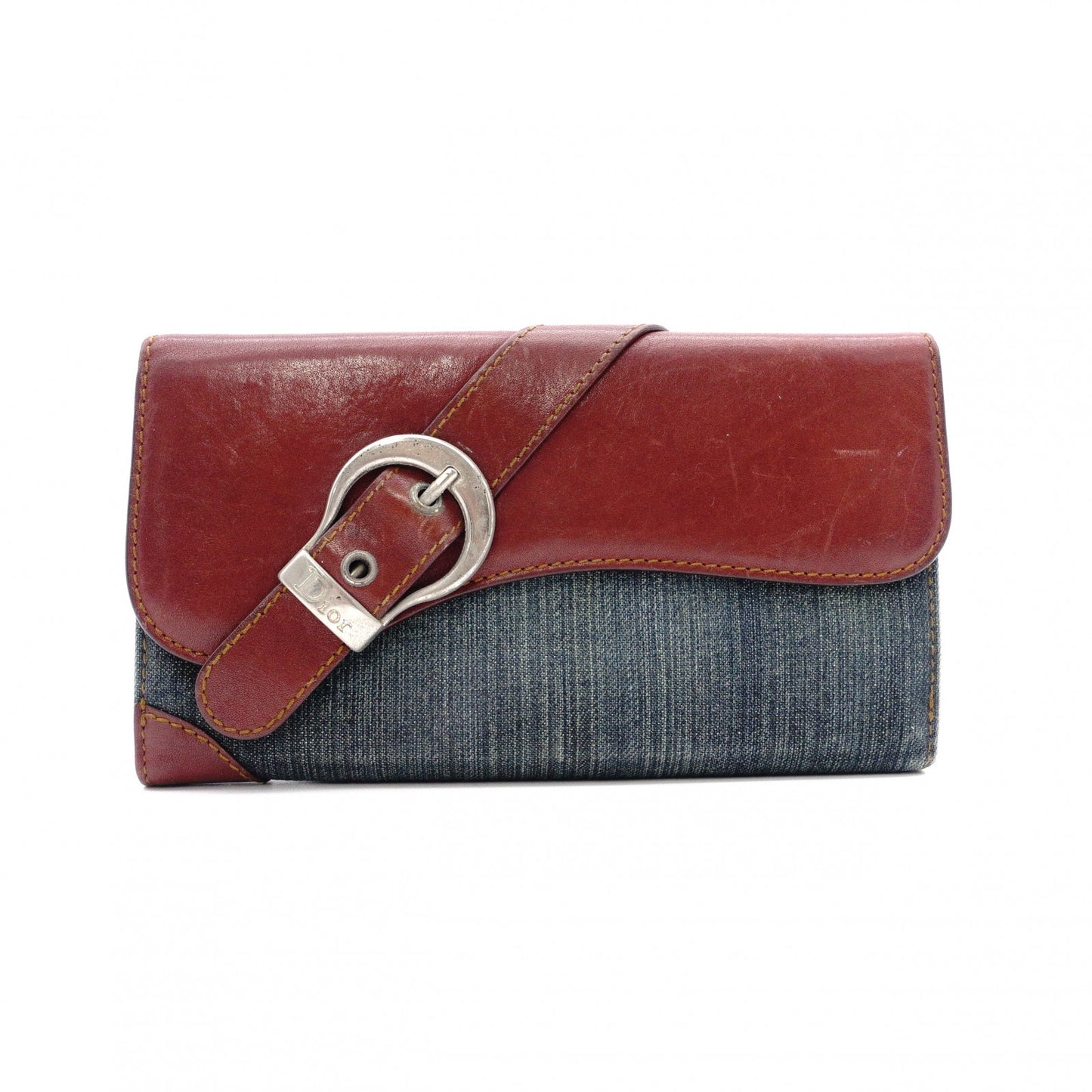 Christian Dior saddle Long Wallet, Denim/Leather, Denim Wallet, Vintage