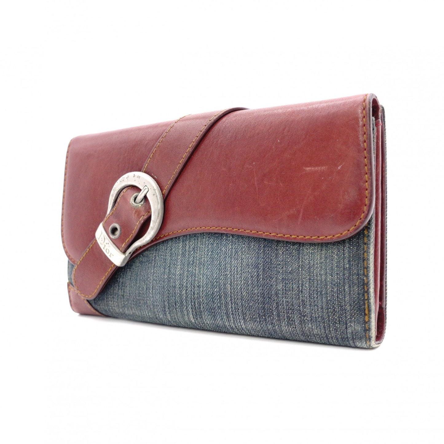 Christian Dior saddle Long Wallet, Denim/Leather, Denim Wallet, Vintage