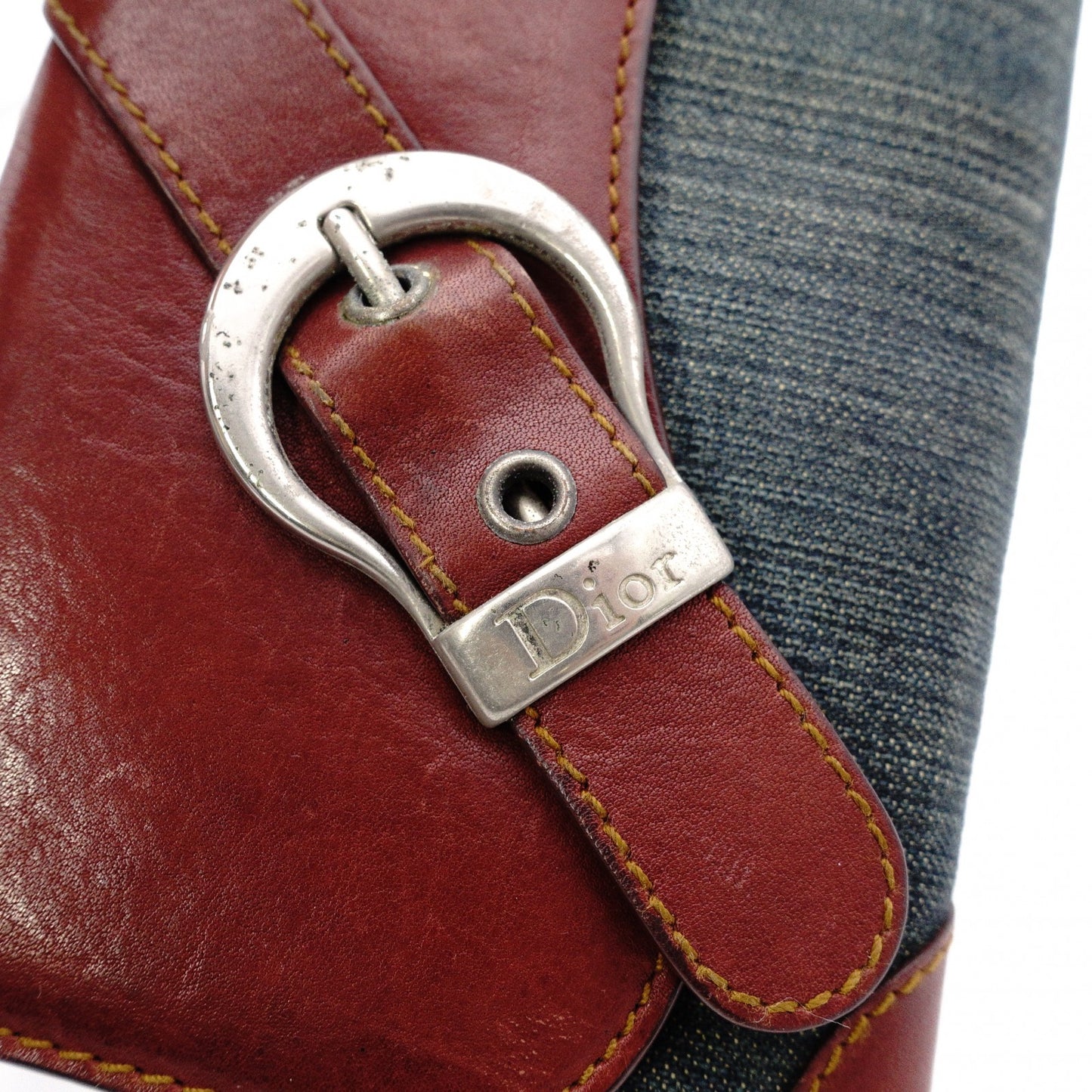 Christian Dior saddle Long Wallet, Denim/Leather, Denim Wallet, Vintage