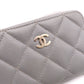 CHANEL Caviar Skin Matelassé Coin Purse, Leather, Gray, Silver Hardware, Wallet
