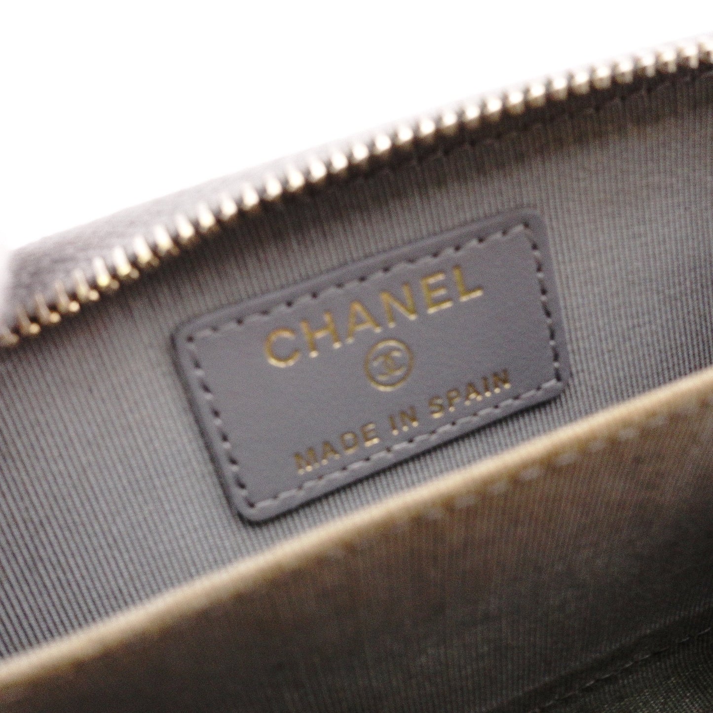 CHANEL Caviar Skin Matelassé Coin Purse, Leather, Gray, Silver Hardware, Wallet