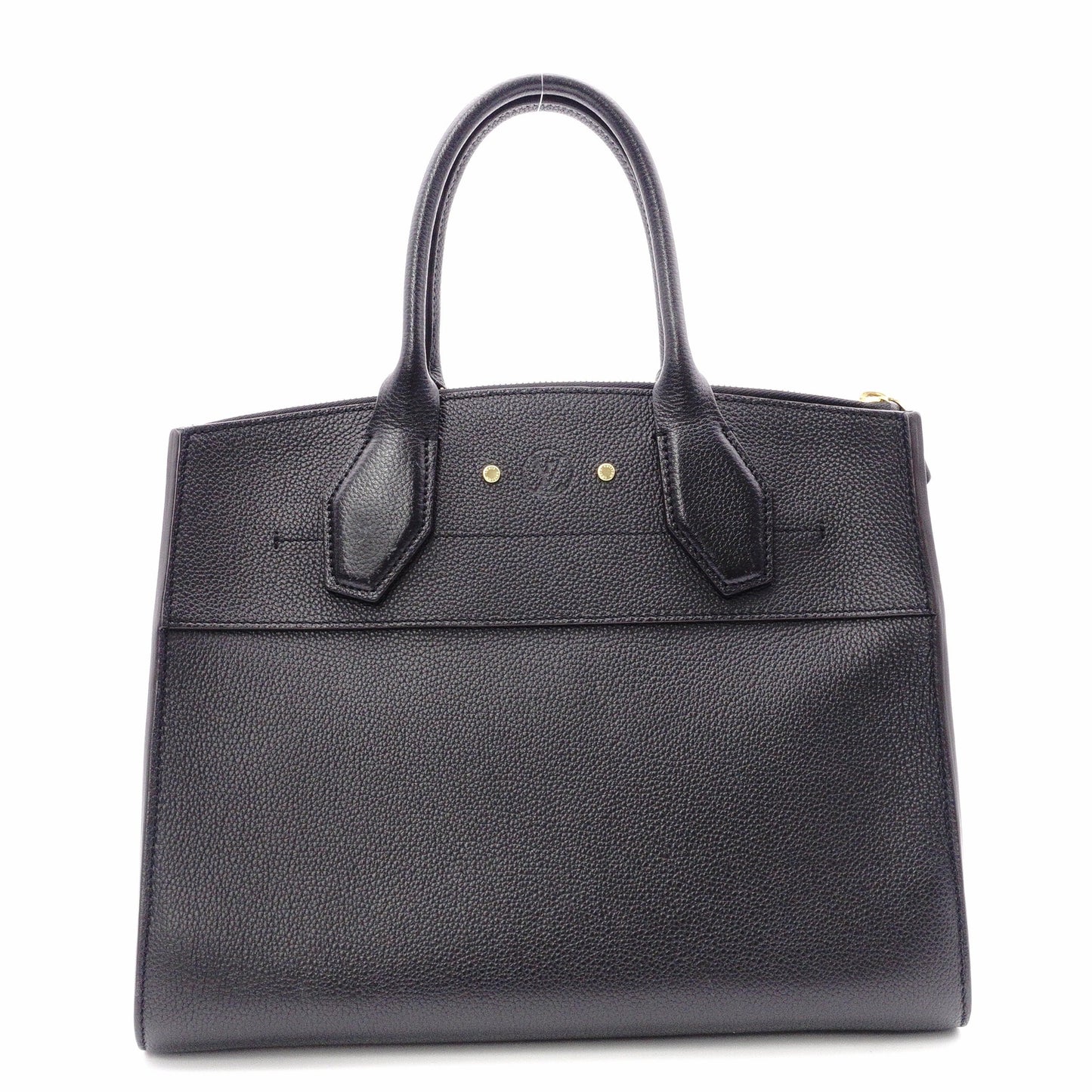 LOUIS VUITTON City Steamer MM Handbag, Leather, Black, 2-Way, Gold Hardware