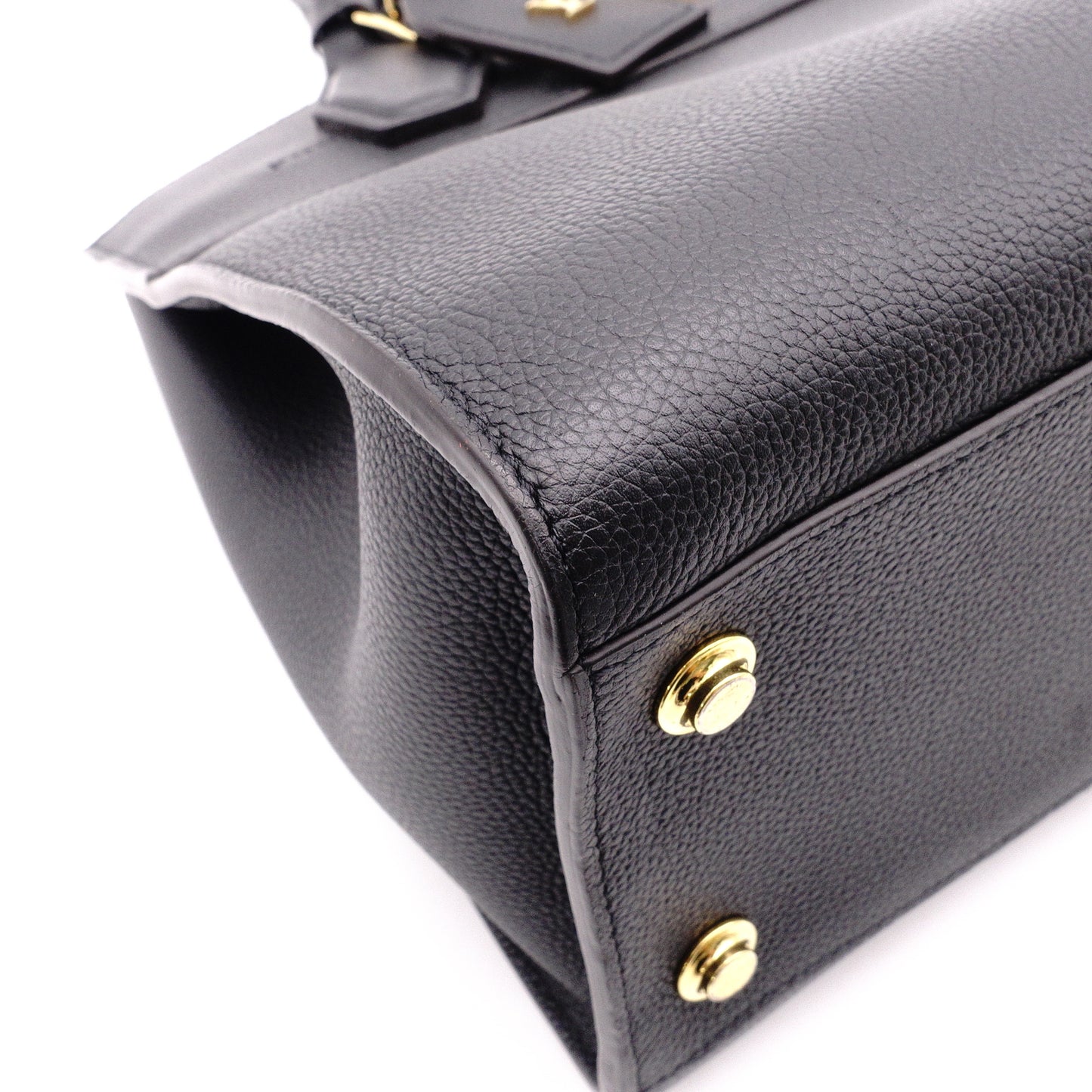LOUIS VUITTON City Steamer MM Handbag, Leather, Black, 2-Way, Gold Hardware