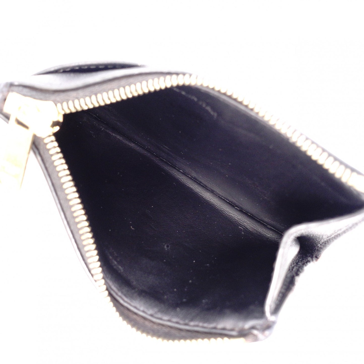 CELINE Macadam Coin Purse, Leather, Black, Logo, Gold Hardware