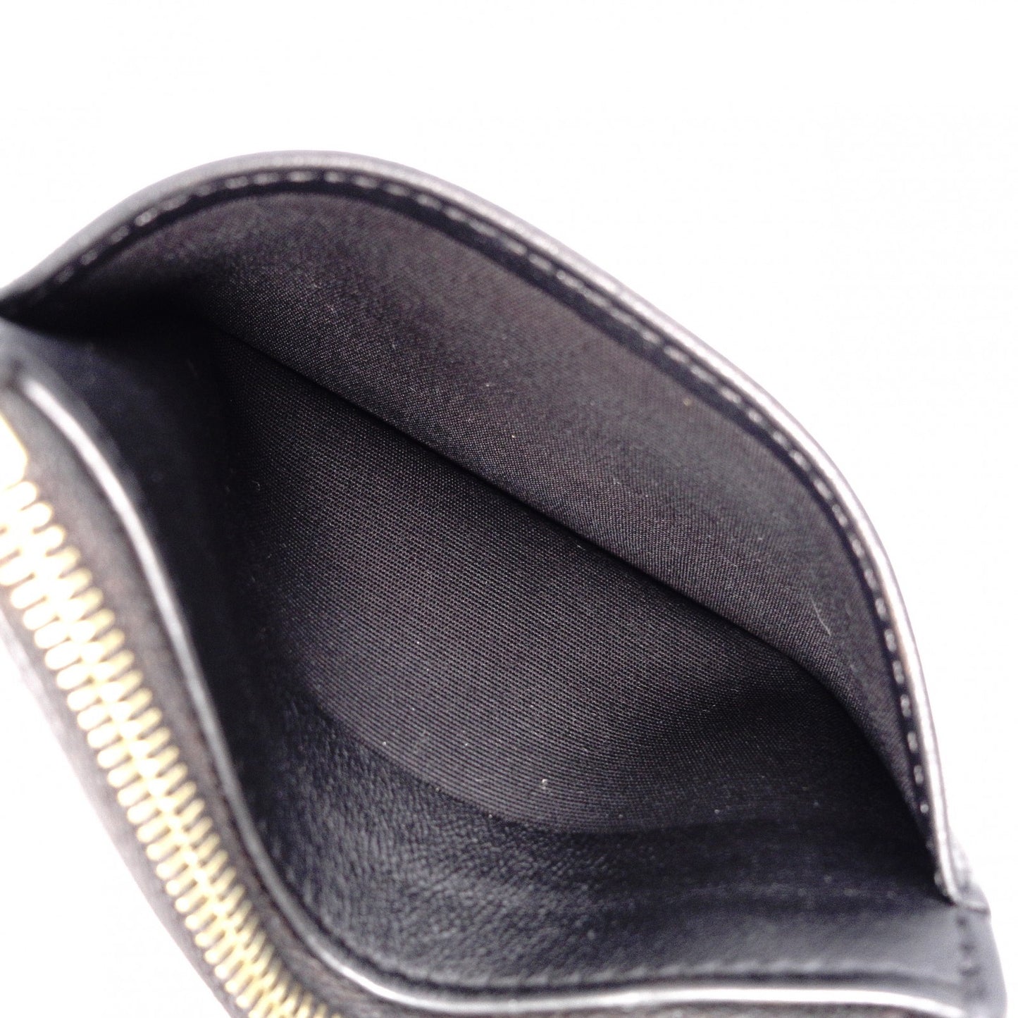 CELINE Macadam Coin Purse, Leather, Black, Logo, Gold Hardware