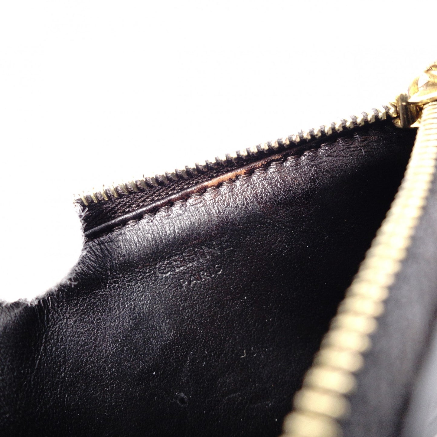 CELINE Macadam Coin Purse, Leather, Black, Logo, Gold Hardware
