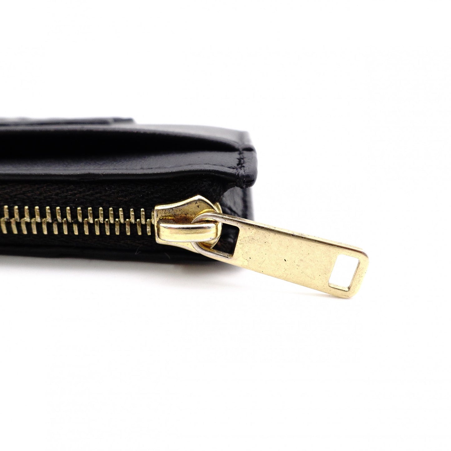 CELINE Macadam Coin Purse, Leather, Black, Logo, Gold Hardware