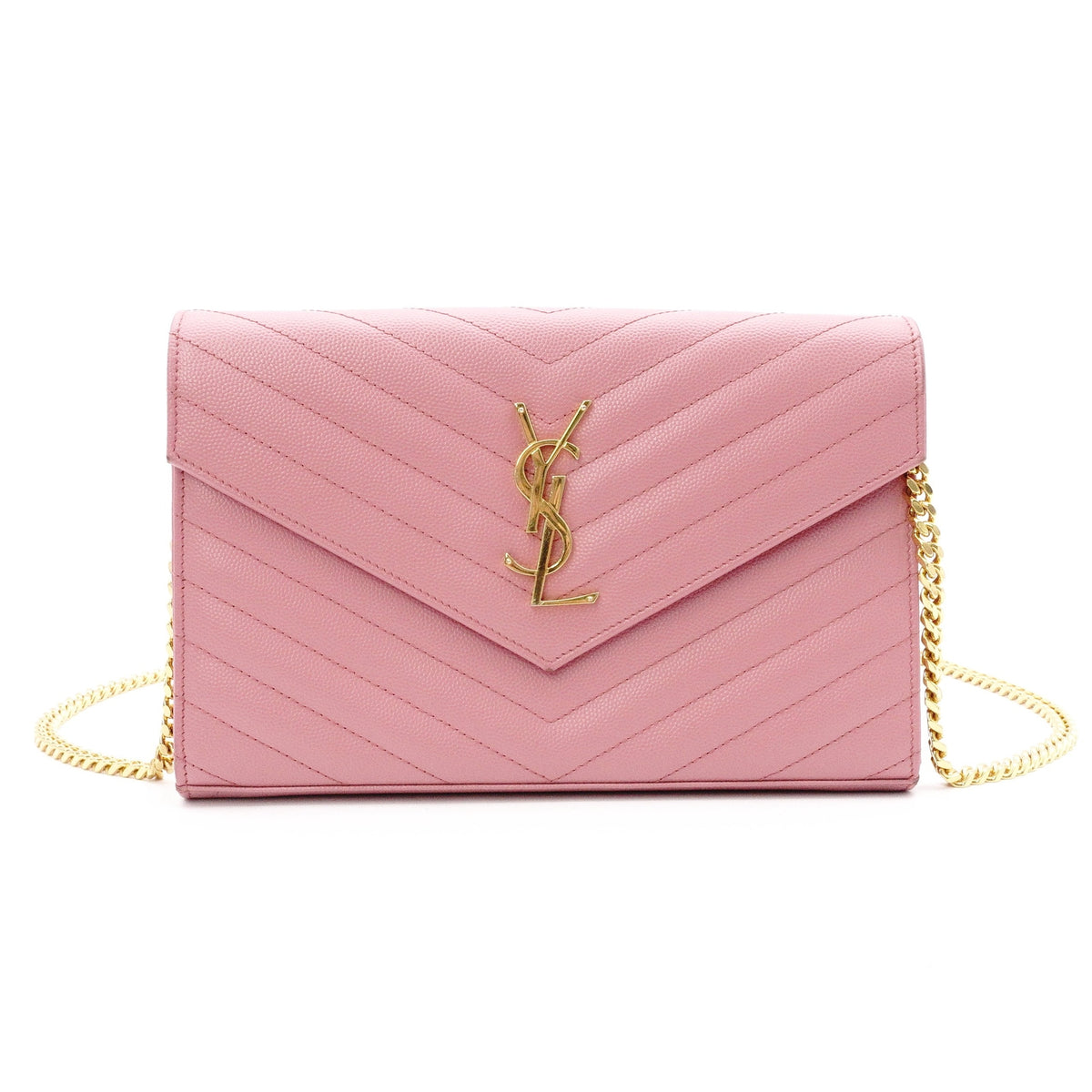 SAINT LAURENT Cassandra Shoulder Bag, Leather, Pink, Crossbody, Gold Hardware, YSL