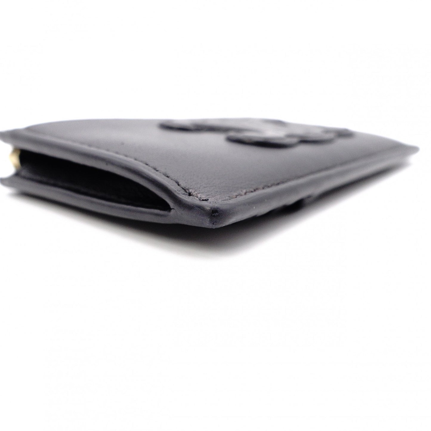 CELINE Macadam Coin Purse, Leather, Black, Logo, Gold Hardware
