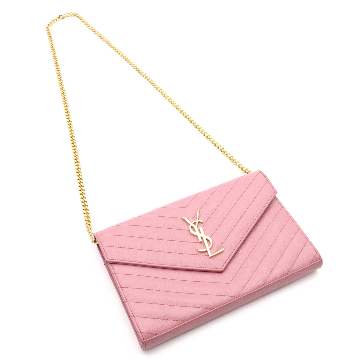 SAINT LAURENT Cassandra Shoulder Bag, Leather, Pink, Crossbody, Gold Hardware, YSL