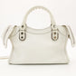Balenciaga Classic Metal Edge Mini City Handbag White Leather 2-Way Crossbody White R801801