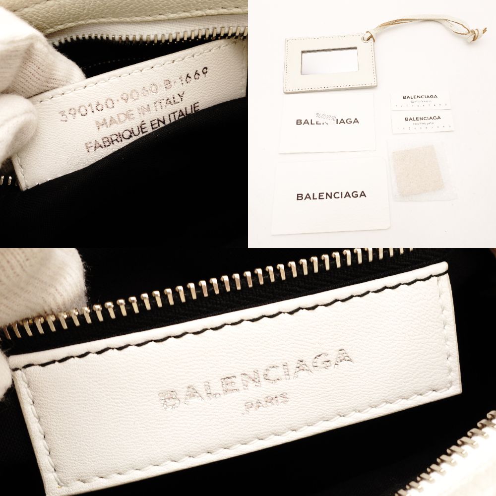 Balenciaga Classic Metal Edge Mini City Handbag White Leather 2-Way Crossbody White R801801