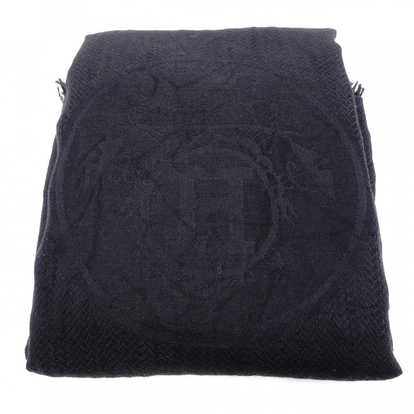 HERMES Scarf, Cashmere/Silk, Black, H Logo, Stole