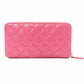 CHANEL Lambskin Matelassé Long Wallet, Leather, Pink, with Silver Hardware