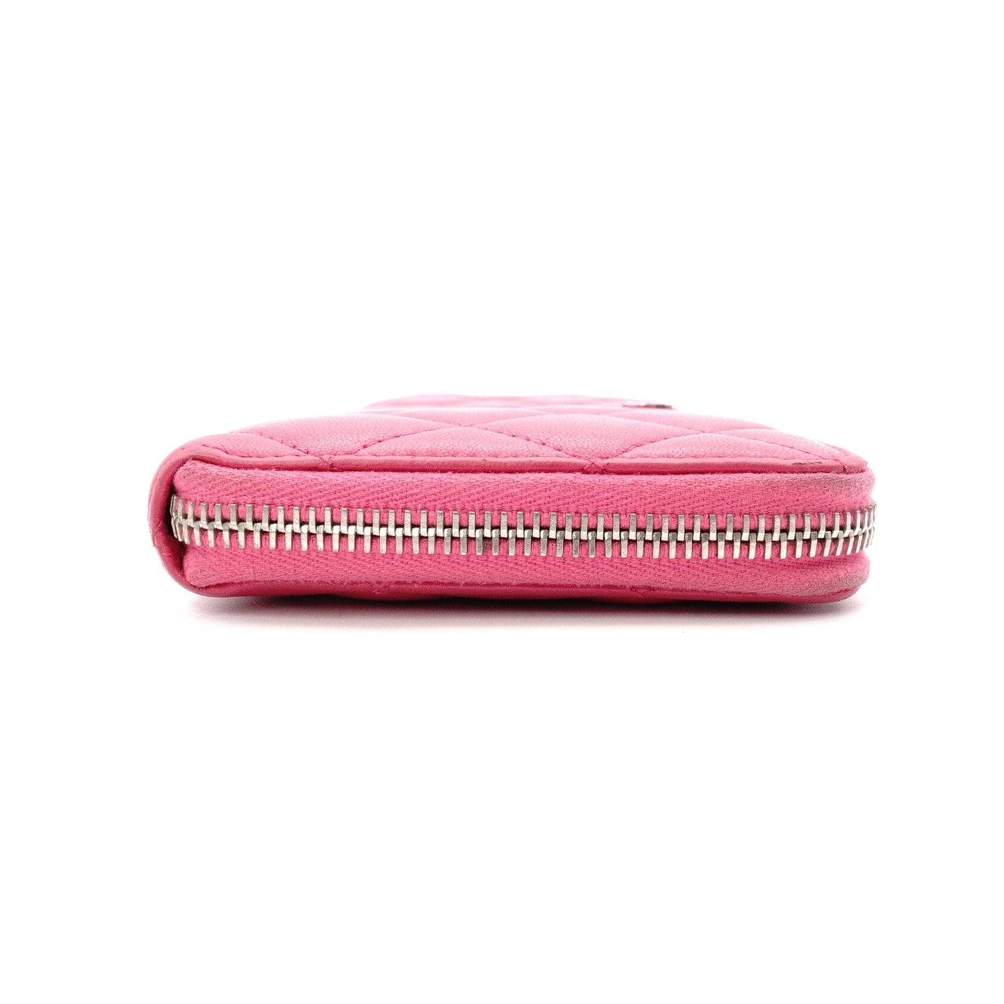 CHANEL Lambskin Matelassé Long Wallet, Leather, Pink, with Silver Hardware