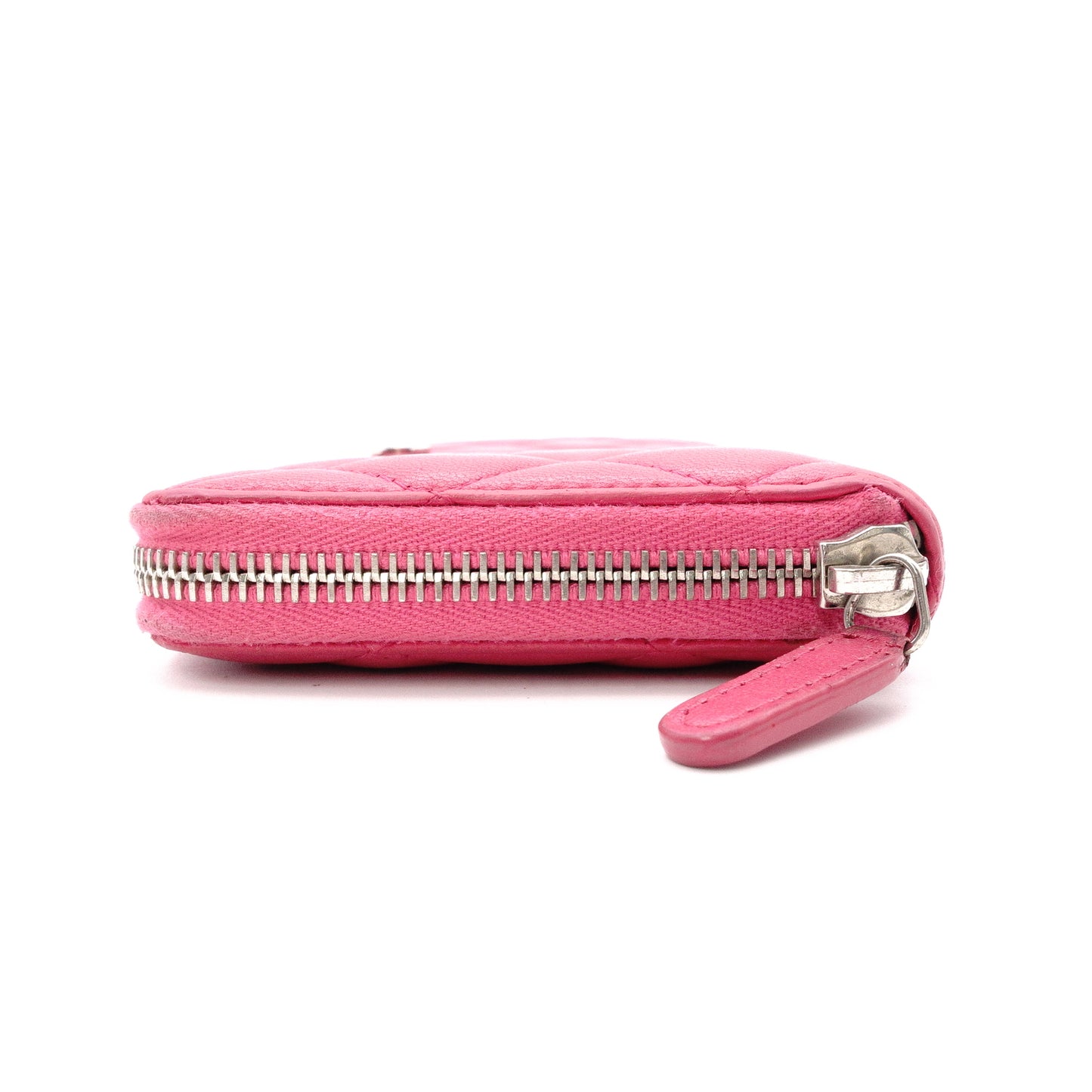 CHANEL Lambskin Matelassé Long Wallet, Leather, Pink, with Silver Hardware