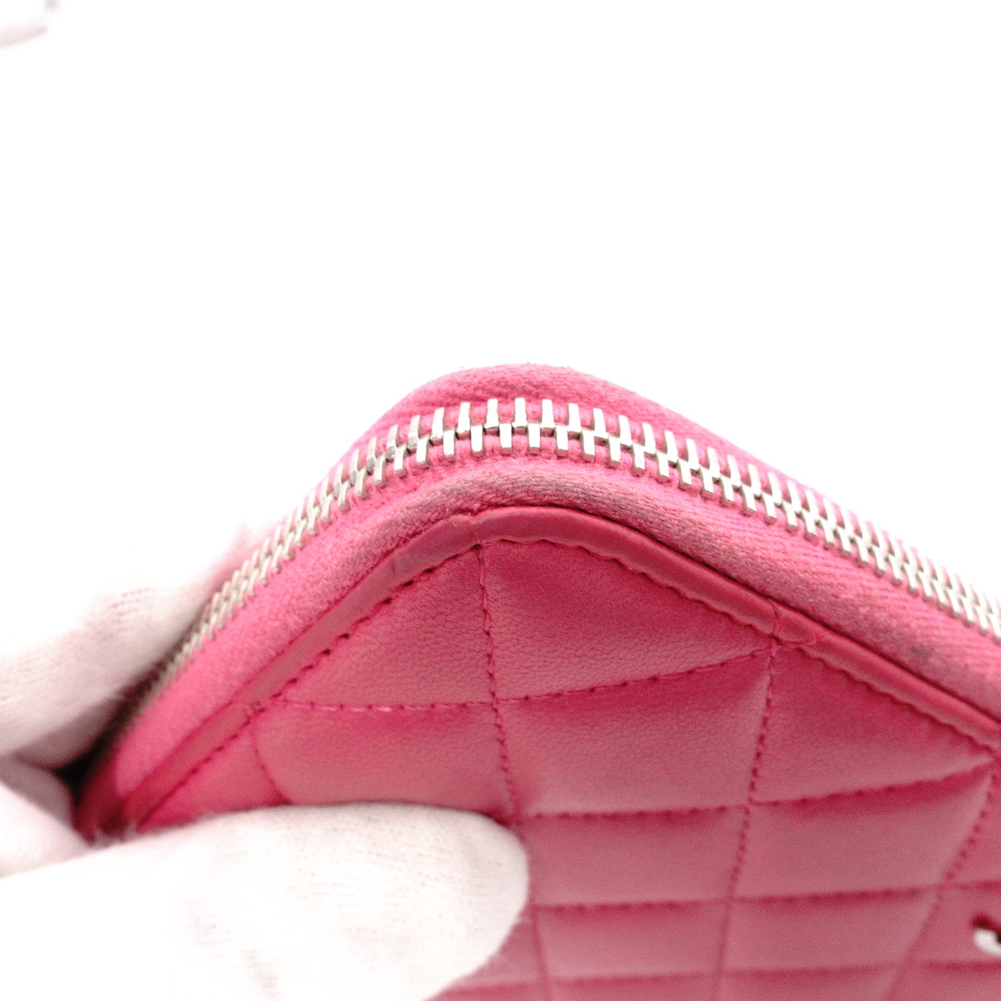 CHANEL Lambskin Matelassé Long Wallet, Leather, Pink, with Silver Hardware