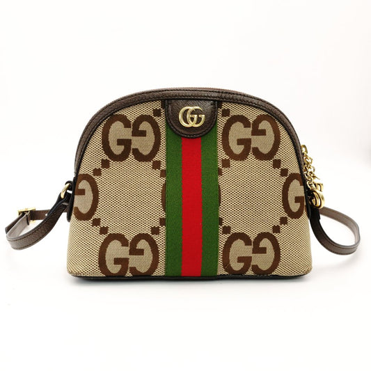 GUCCI Jumbo GG Off-Dye Shoulder Bag Beige × Brown Canvas Leather R801844