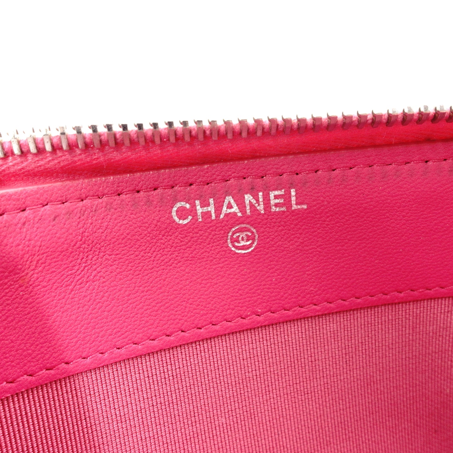 CHANEL Lambskin Matelassé Long Wallet, Leather, Pink, with Silver Hardware