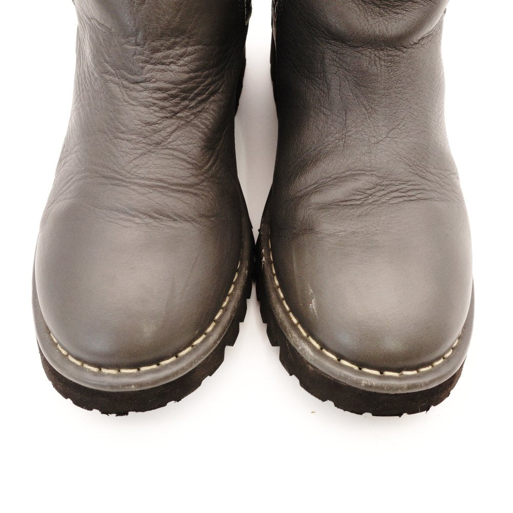 CHANEL CocoCoon Gray Long Boots Leather CC Logo Size 37 Approx. 24cm Boots High-Cut Women's With Box R801495