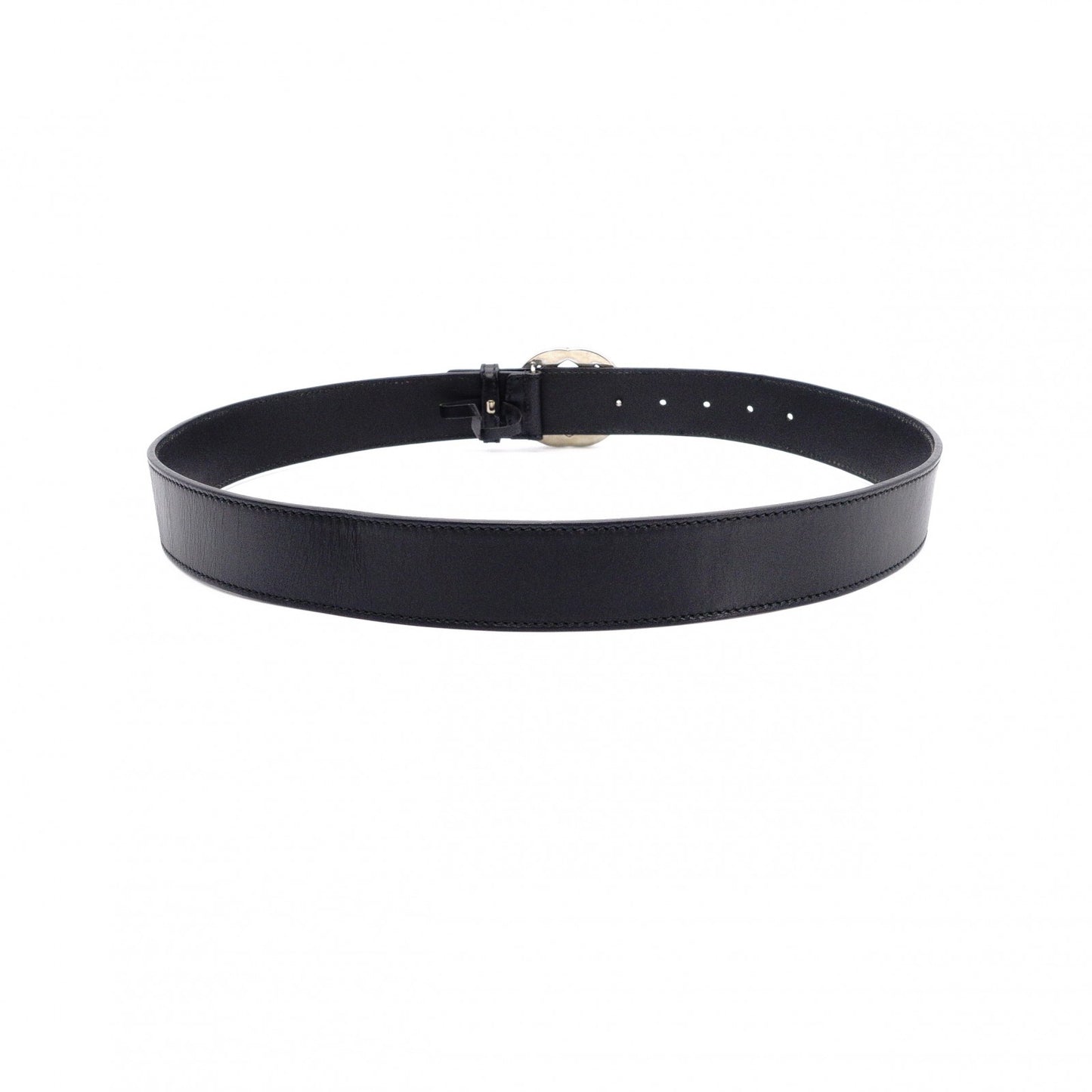 GUCCI GG Leather Belt, Size 95/38 inches, Black with Silver Hardware, Men’s, Logo