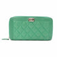 CHANEL Caviar Skin Boy Chanel Long Wallet, Leather, Green, Silver Hardware