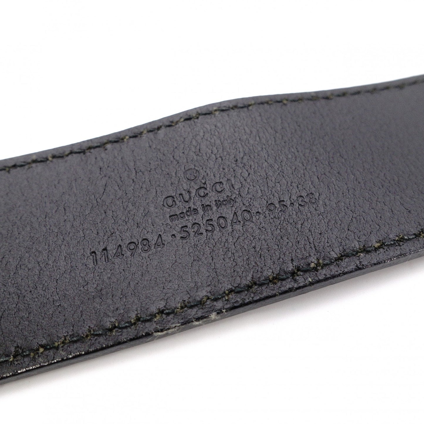 GUCCI GG Leather Belt, Size 95/38 inches, Black with Silver Hardware, Men’s, Logo